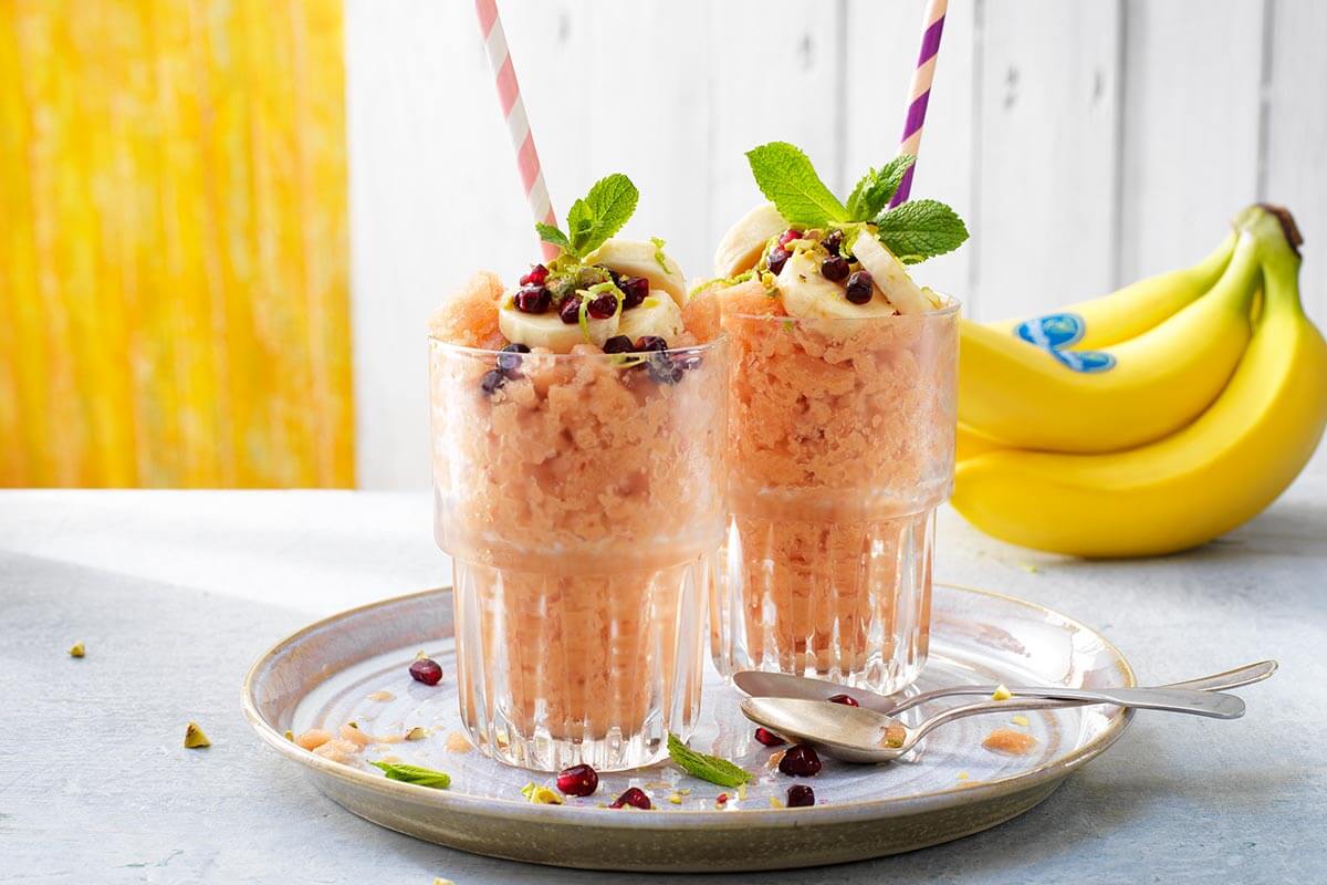 Smoothie glacé aux bananes Chiquita et pêches