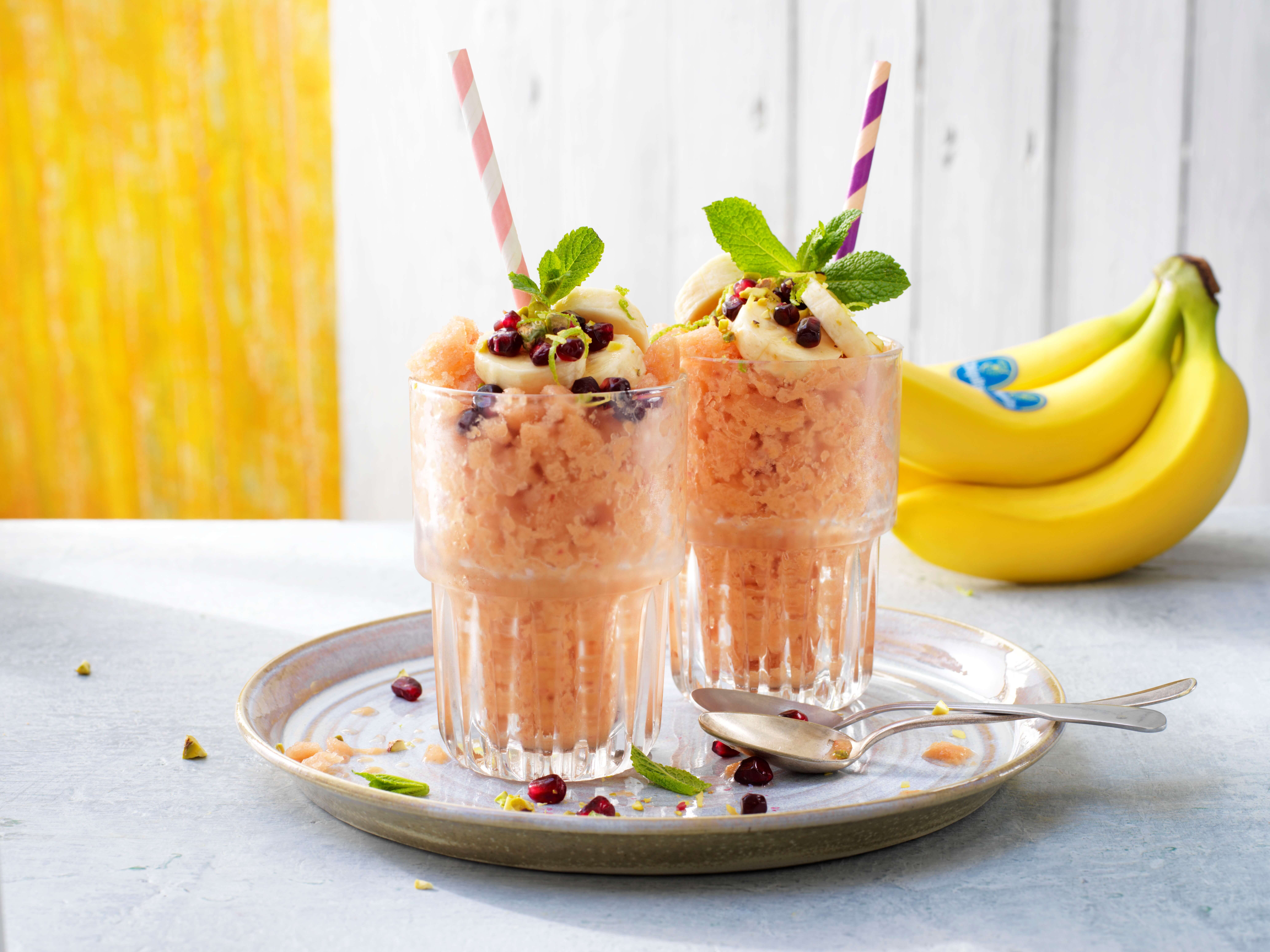 Smoothie glacé aux bananes Chiquita et pêches