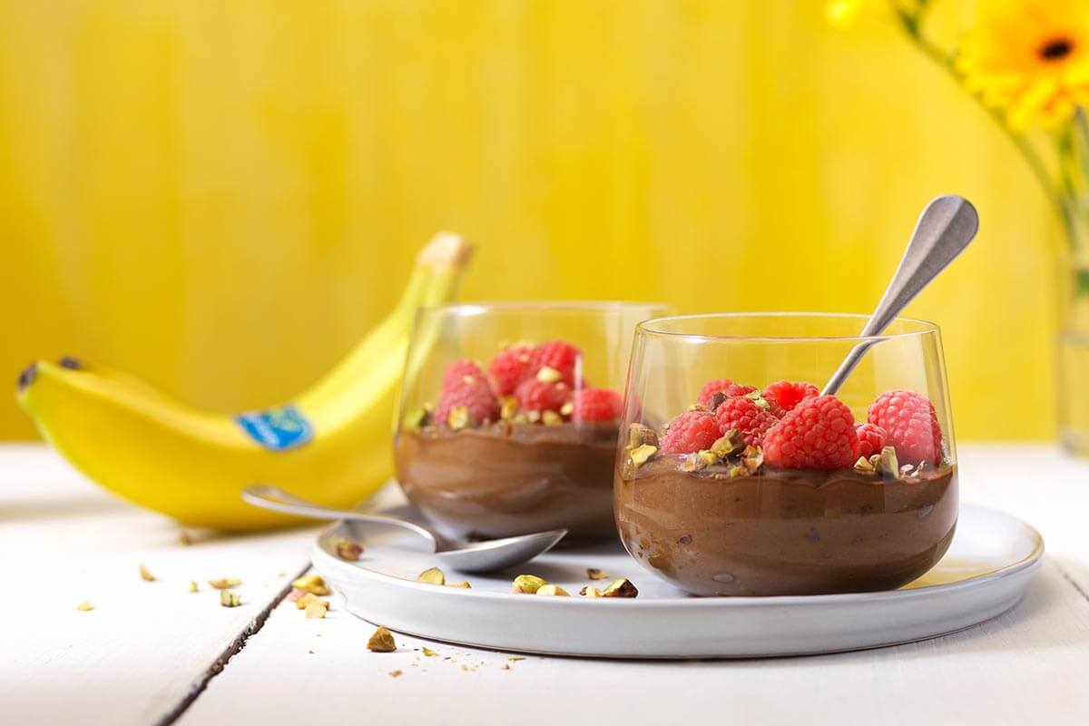 Mousse au chocolat sans sucre avec des bananes Chiquita