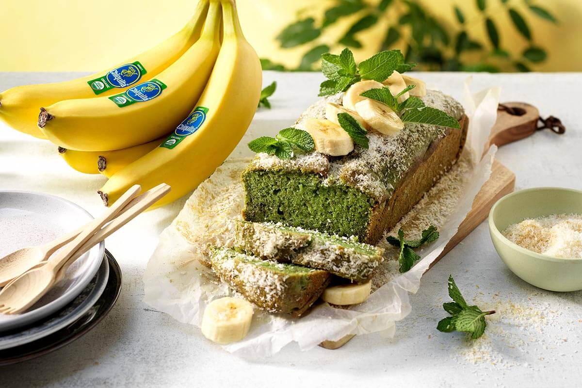 Gâteau aux bananes Chiquita biologique et au pandan végétalien