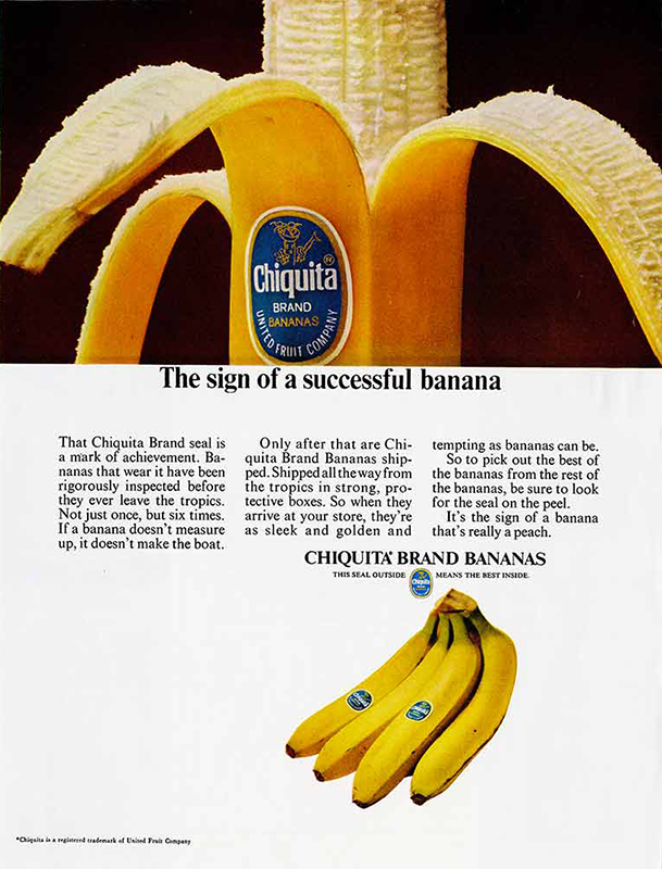 1965 Chiquita sign of a successful banana