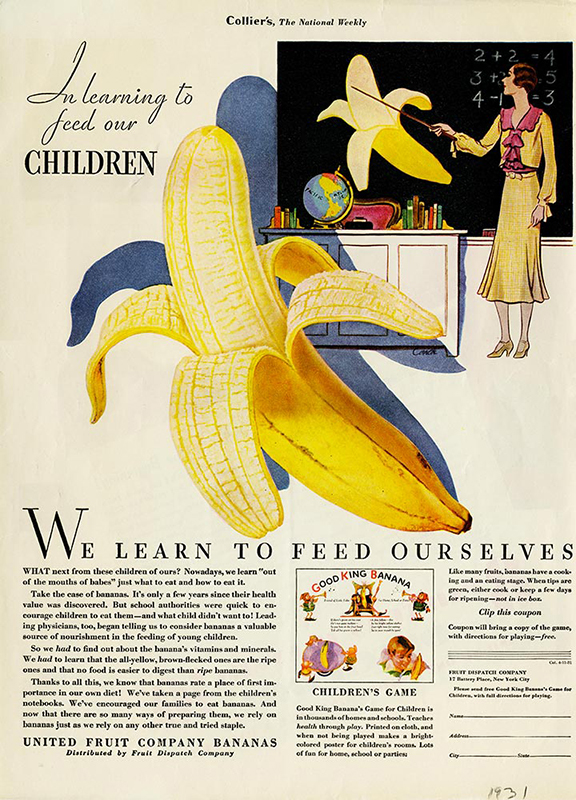 Pubs Historiques 1931 Chiquita Apprendre comment alimenter les enfants