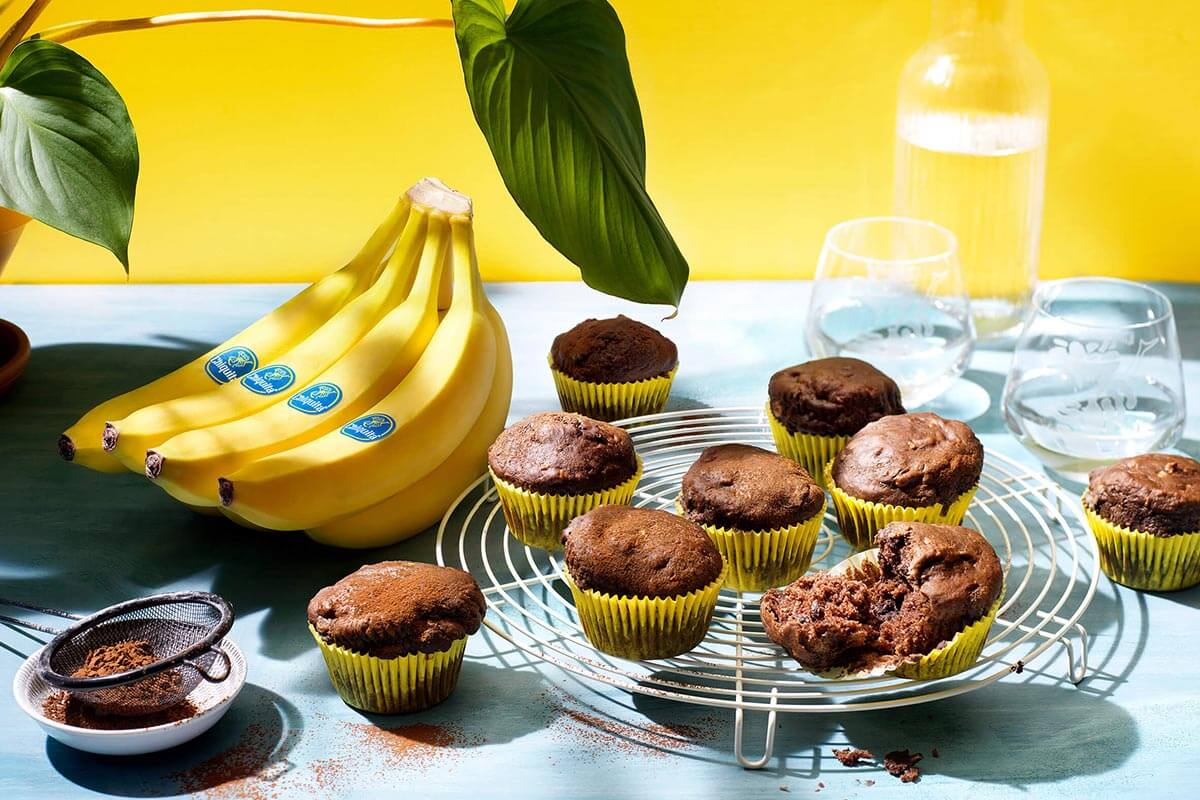 Muffins végétaliens au chocolat et aux bananes Chiquita