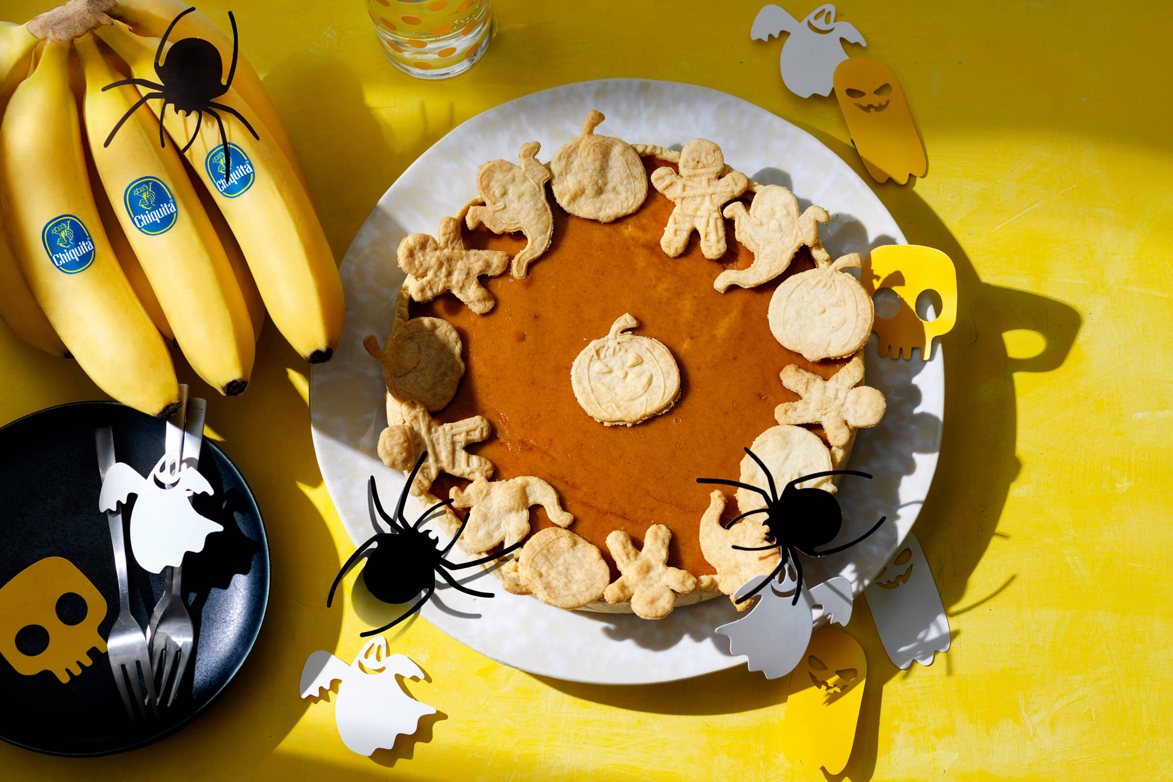 Tarte d’Halloween facile à la citrouille et aux bananes Chiquita
