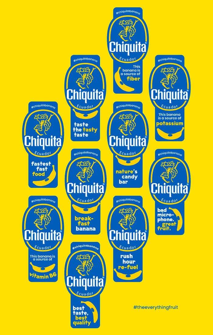 Banane Chiquita : carte d'autocollants « Le super fruit »