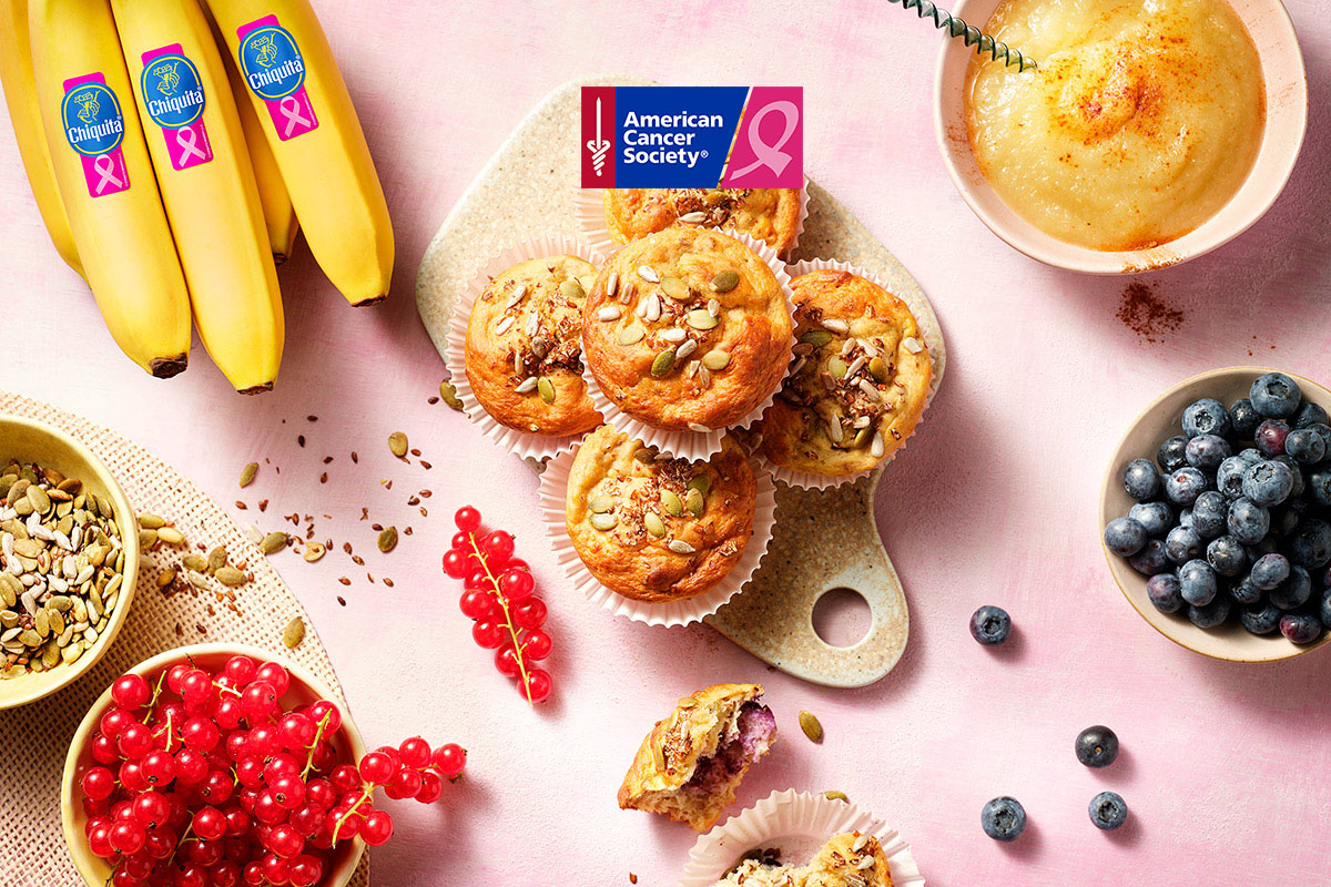 Muffins pour petit-déjeuner aux bananes Chiquita et myrtilles