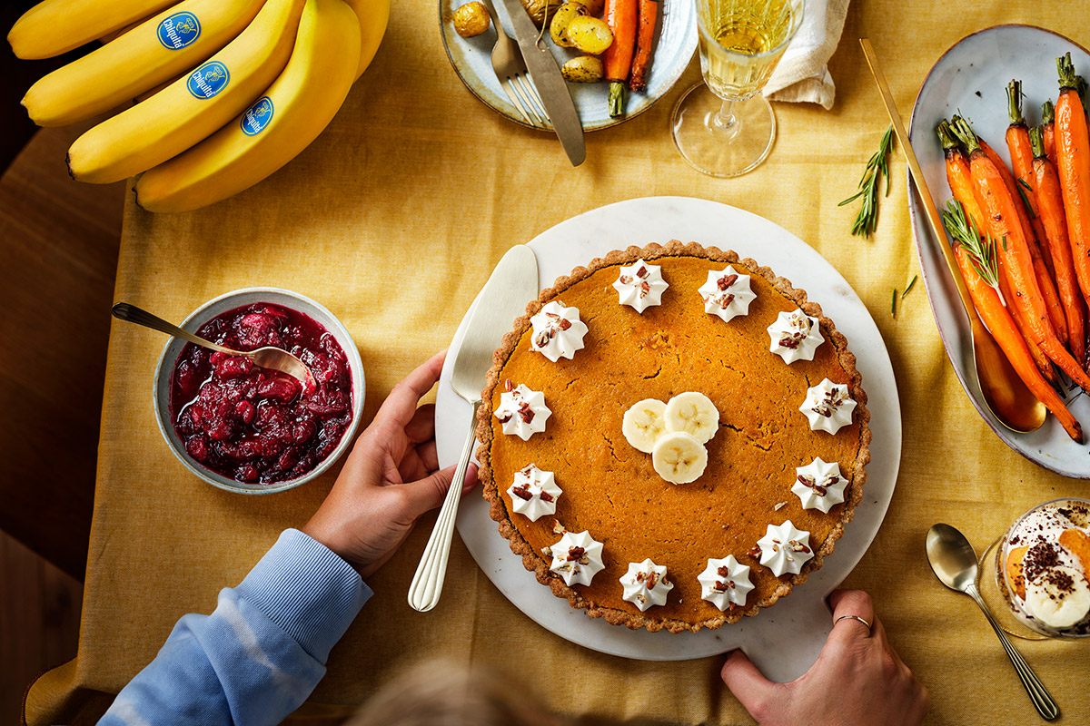 Tarte à la citrouille et à la banane avec croûte aux graham crackers