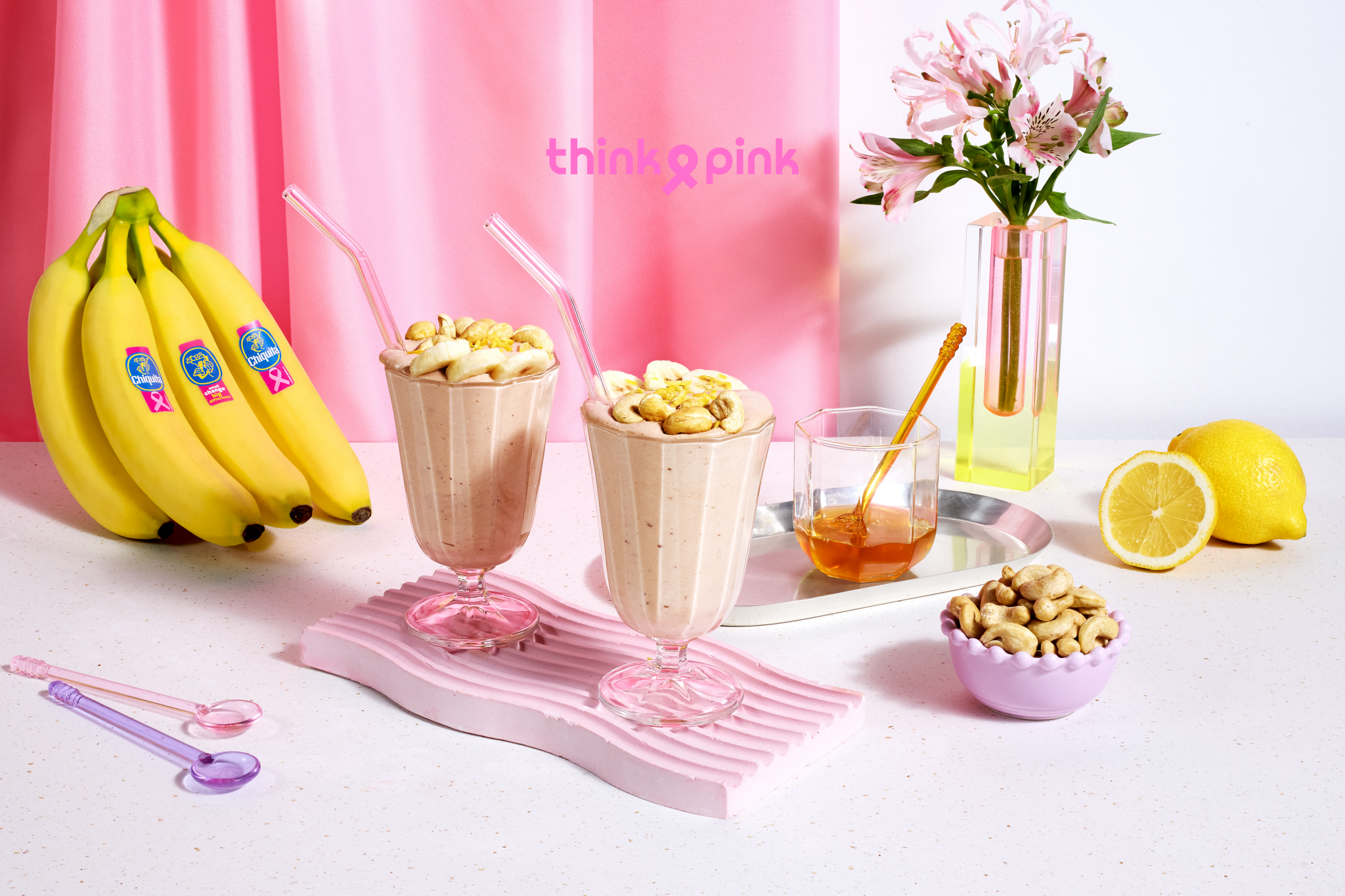 Milk-shake à la banane Chiquita, aux noix de cajou et au citron